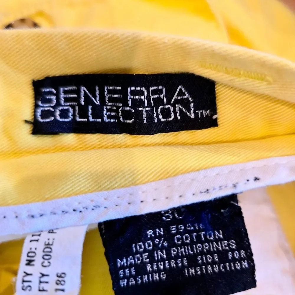 VTG 80s Generra Collection Yellow High Waisted Shorts Womens Cotton Twill 28x6 S